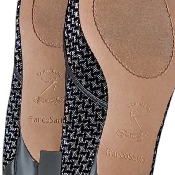 Franco Sarto Darcy Pointed Toe Kitten Heel Pumps in Black Multi Woven - Picture 10 of 11